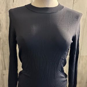 Leith Women’s Size S Dark Gray Rayon Nylon Tulip Cuffed Tight Knit Sweater